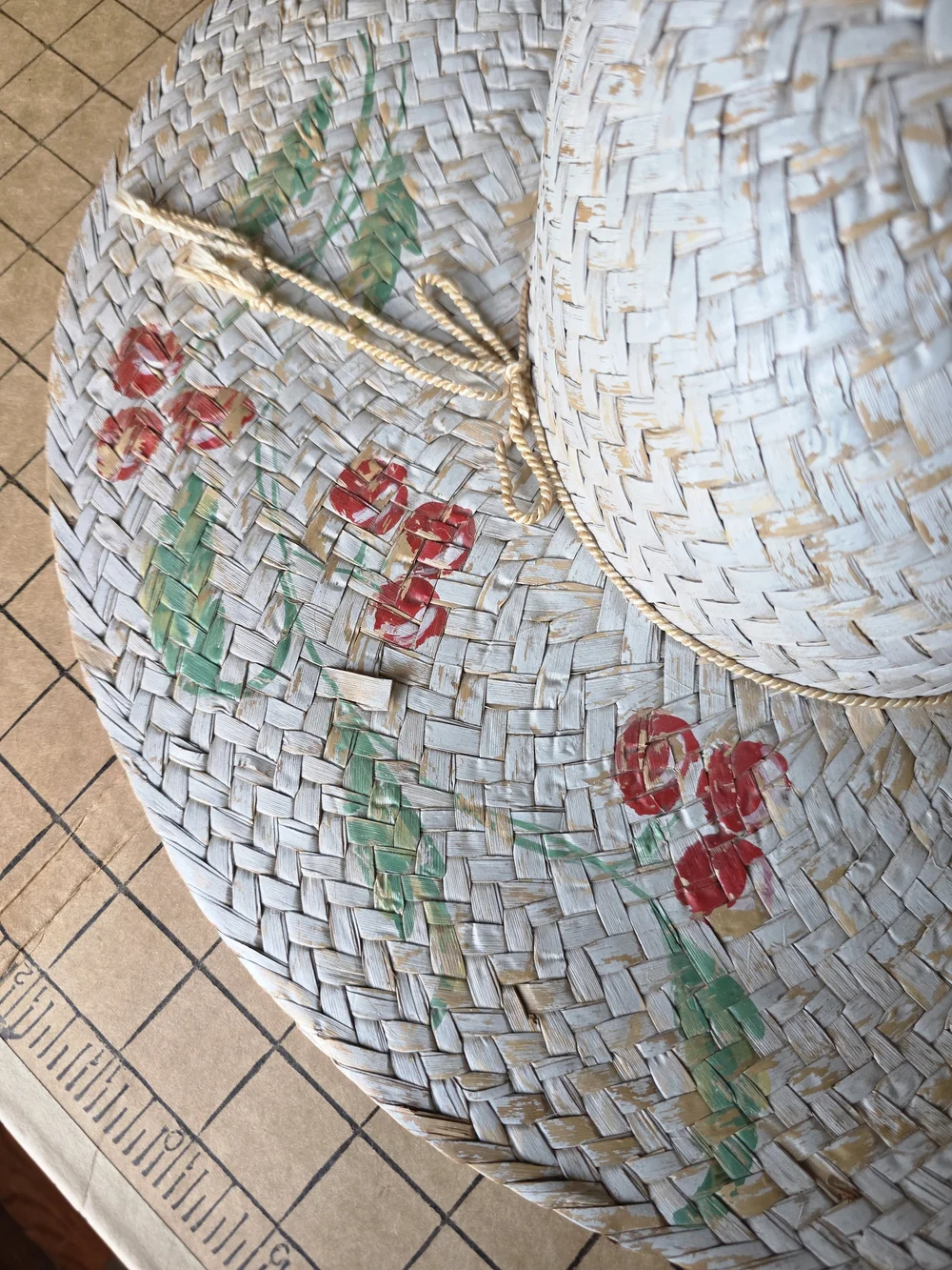 ABO Bravo NWT Hand‑Painted Straw Sun Hat Floral Wide Brim Boho Cottagecore - Picture 14 of 14